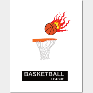 Fiery ball going into the basket Posters and Art